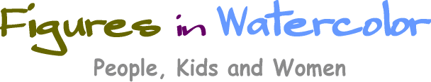 figures in watercolor-people,kids and women
